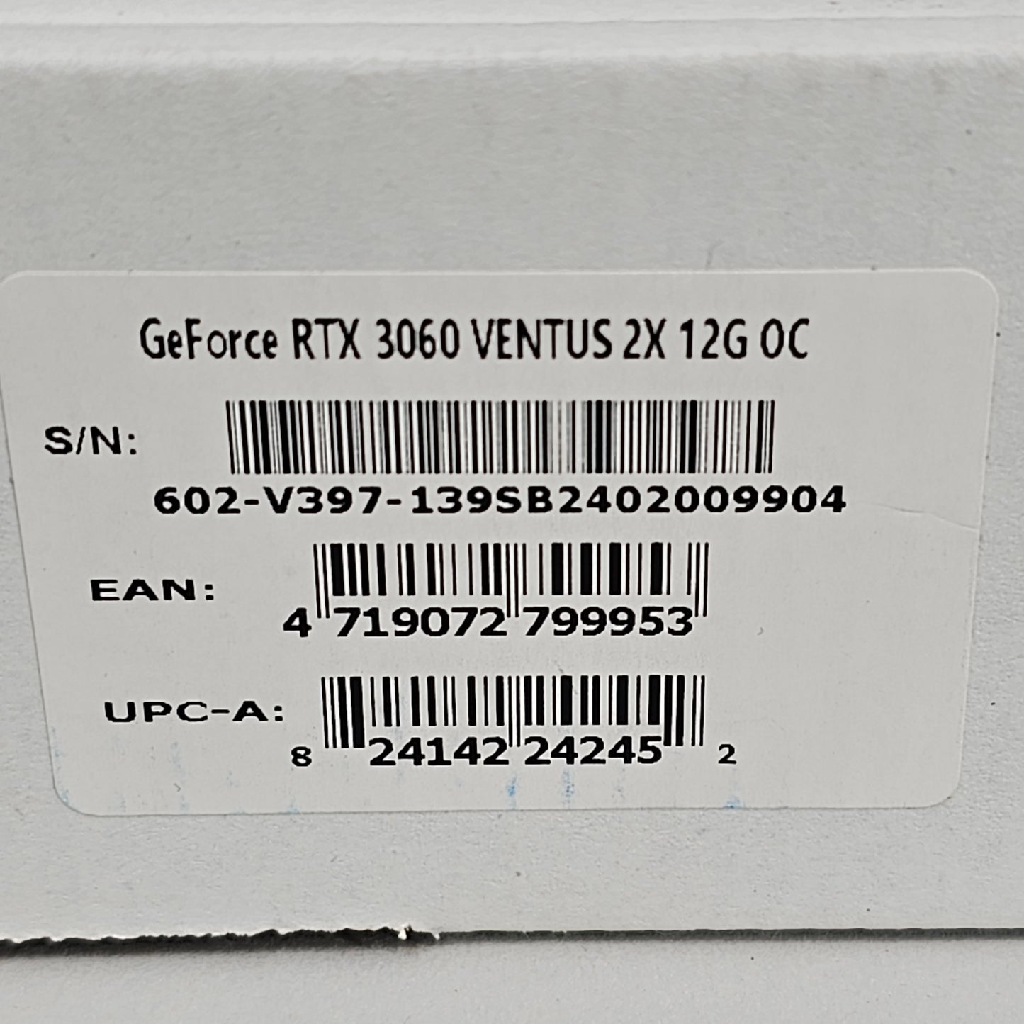 MSI Geforce RTX3060 Ventus 2X 12G OC 12GB DDR4 Graphics Card