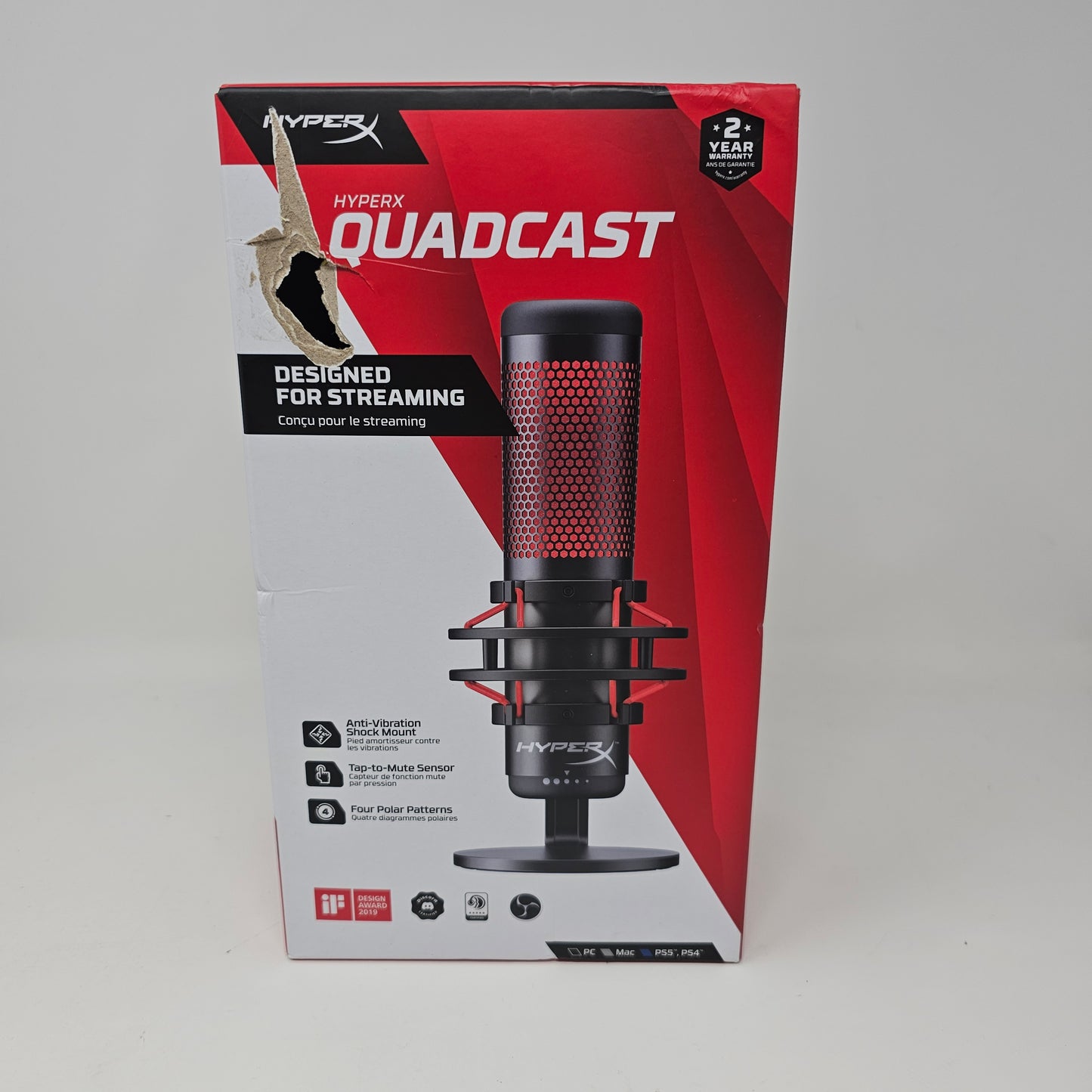 New HyperX Quadcast USB Microphone HX-MICQC-BK