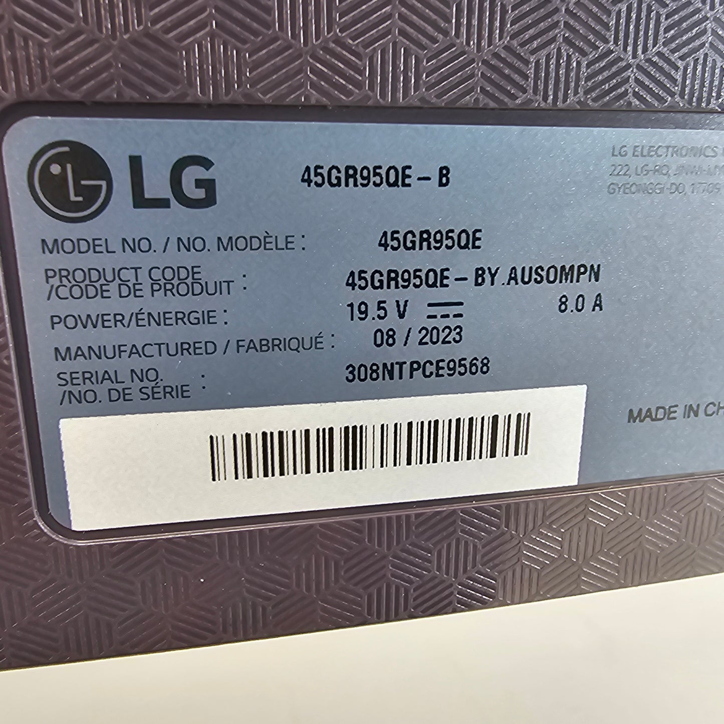 LG 45" 45GR9RQE WQHD OLED 240Hz Curved Gaming Monitor