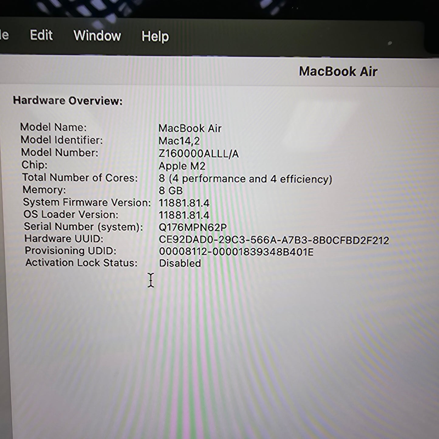 2022 Apple MacBook Air 13.6" M2 8C GPU 3.5GHz 8GB RAM 1TB SSD A2681
