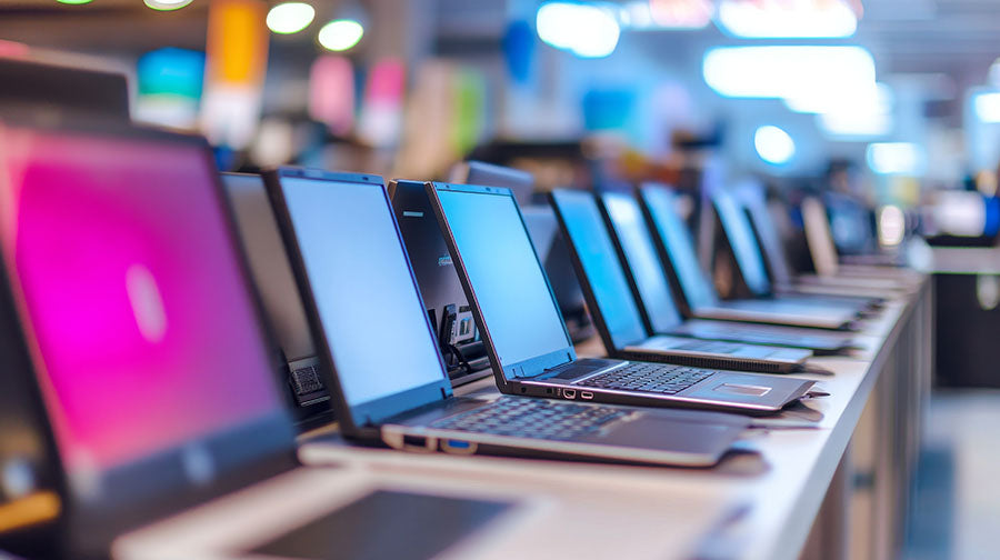 Gaming laptops displayed together showcasing high-resolution visuals