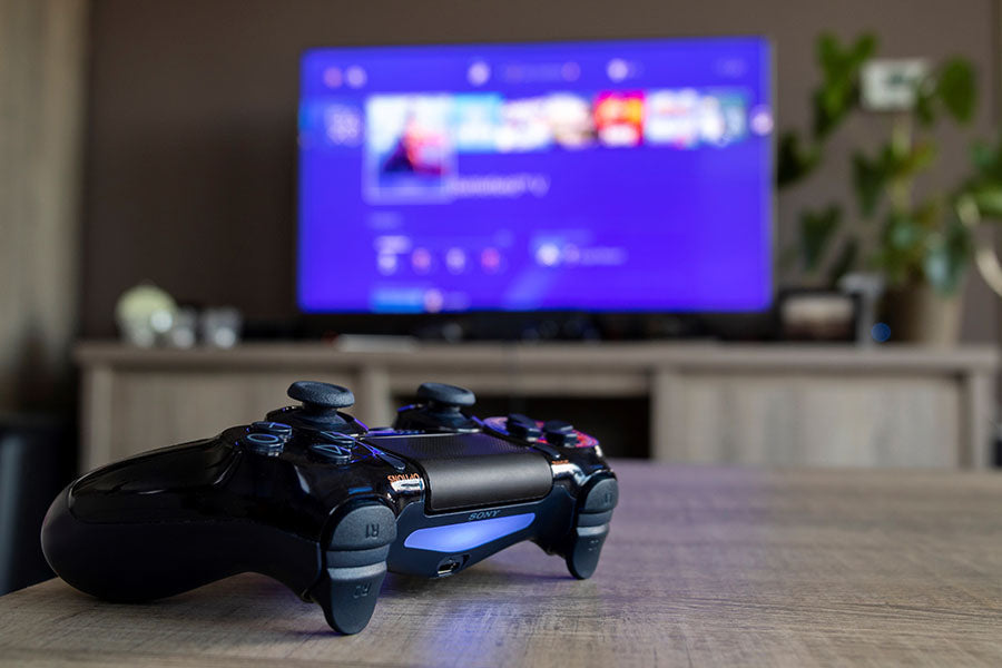 Video game consoles displayed for resale at PayMore Reston