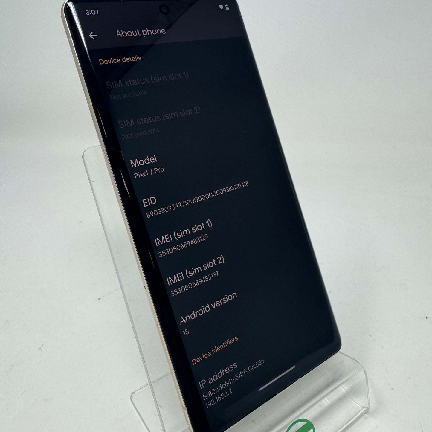 Unlocked Google Pixel 7 Pro 128GB Hazel GE2AE