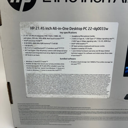 New HP AIO 22-DG0033W 21.5" Celeron N200 3.20GHz 8GB RAM