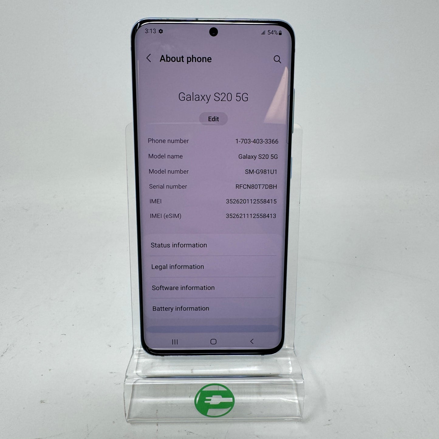 Unlocked Samsung Galaxy S20 5G 8GB RAM 128GB SM-G981U1 Absolute blue