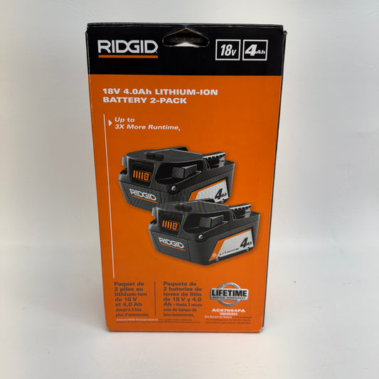 New Ridgid AC87004PA 18V Lithium-ion Battery 2-Pack