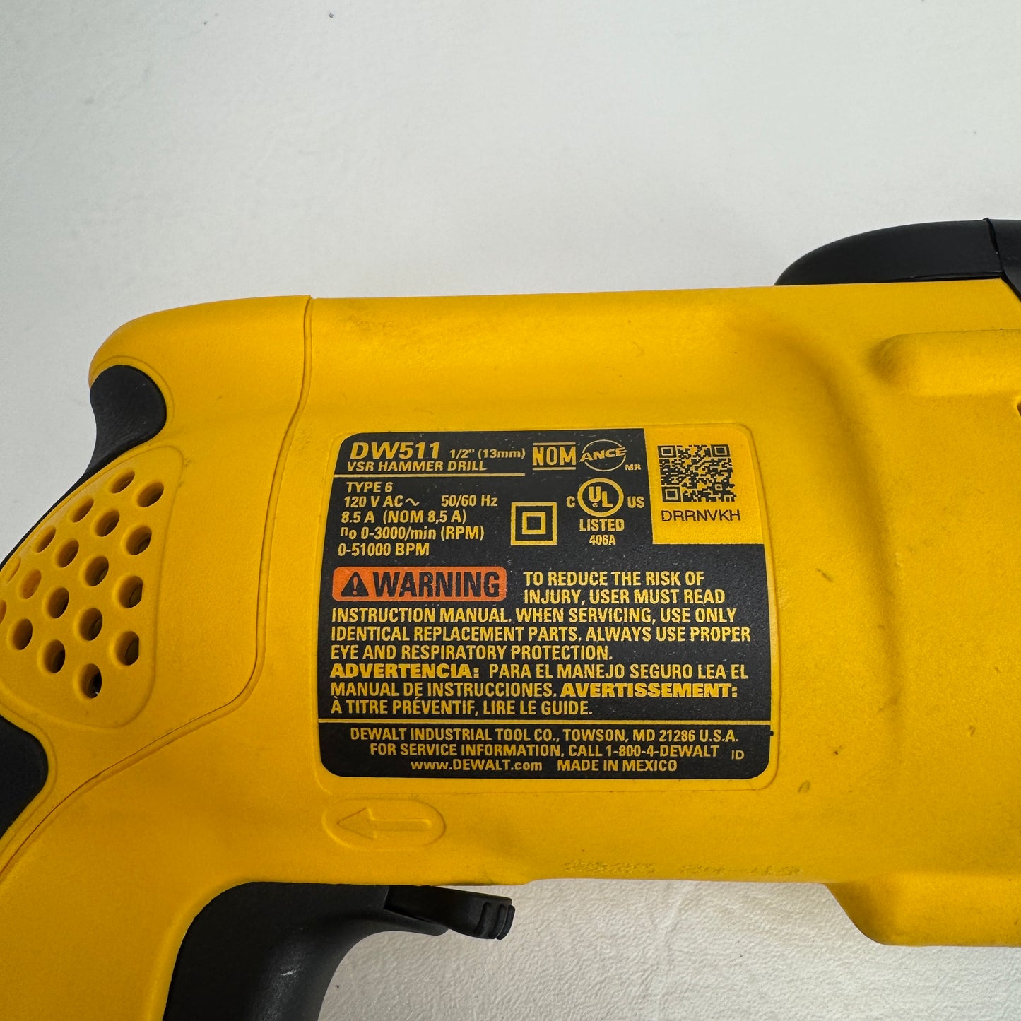 DeWalt DW511 1/2" VSR Hammer Drill