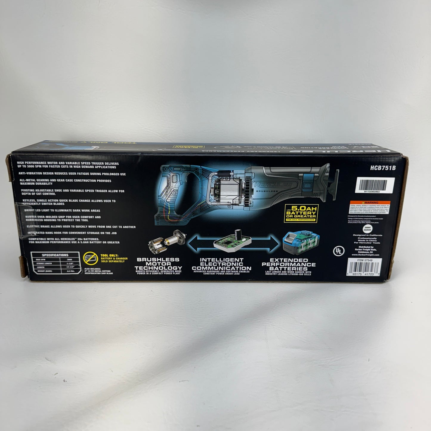 New HERCULES HCB751B 20V Cordless Reciprocating Saw