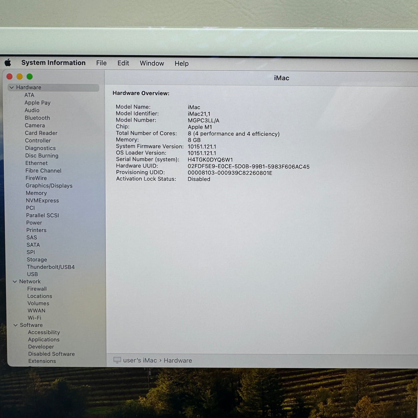 2021 Apple iMac 24" M1 3.2GHz 8GB RAM 256GB SSD Silver MGPC3LL/A