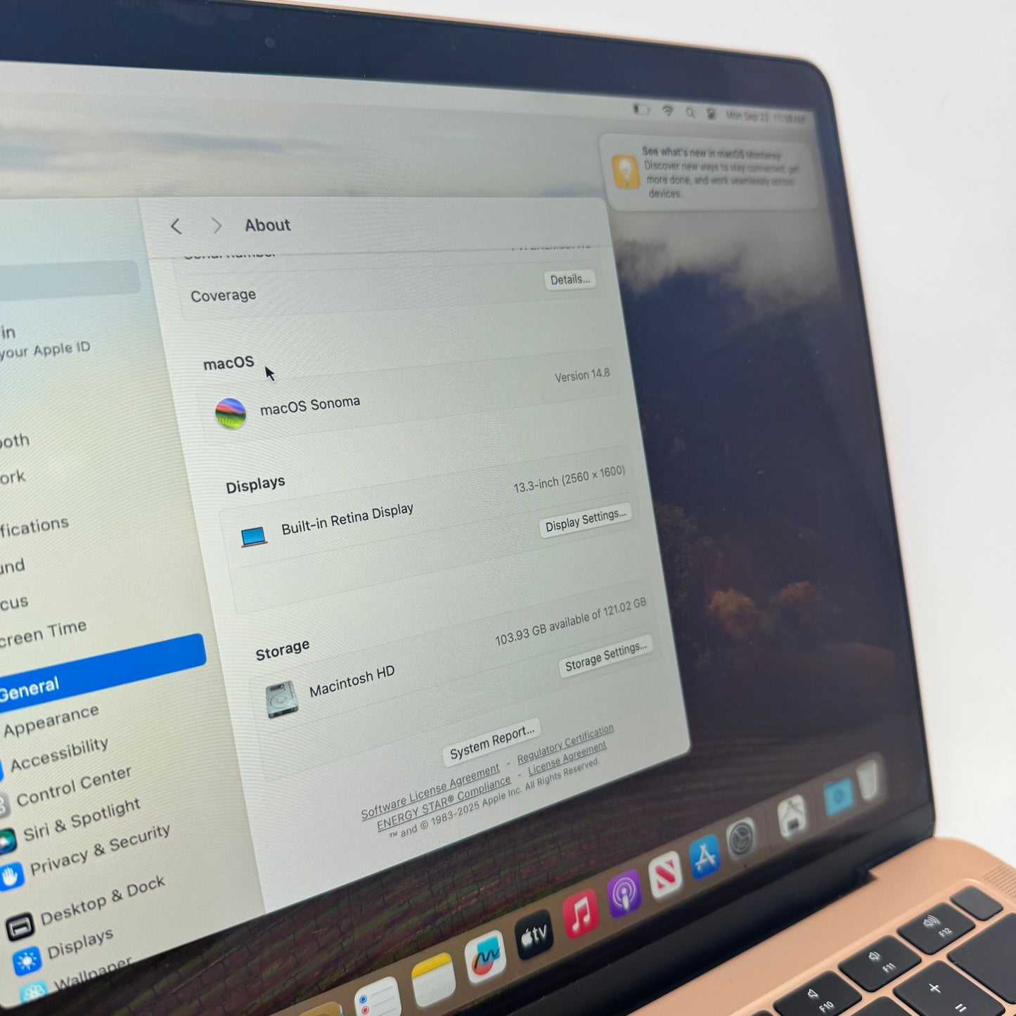 2019 Apple MacBook Air 13.3" i5 1.6GHz 8GB RAM 128GB SSD Gold A1932