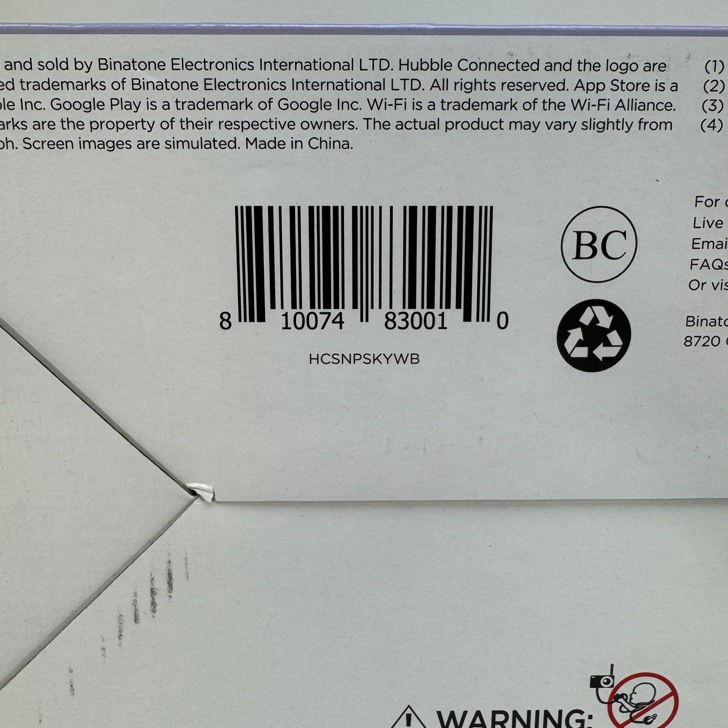 New Hubble Nursery Pal Skyview Baby Monitor HCSNPSKYWB