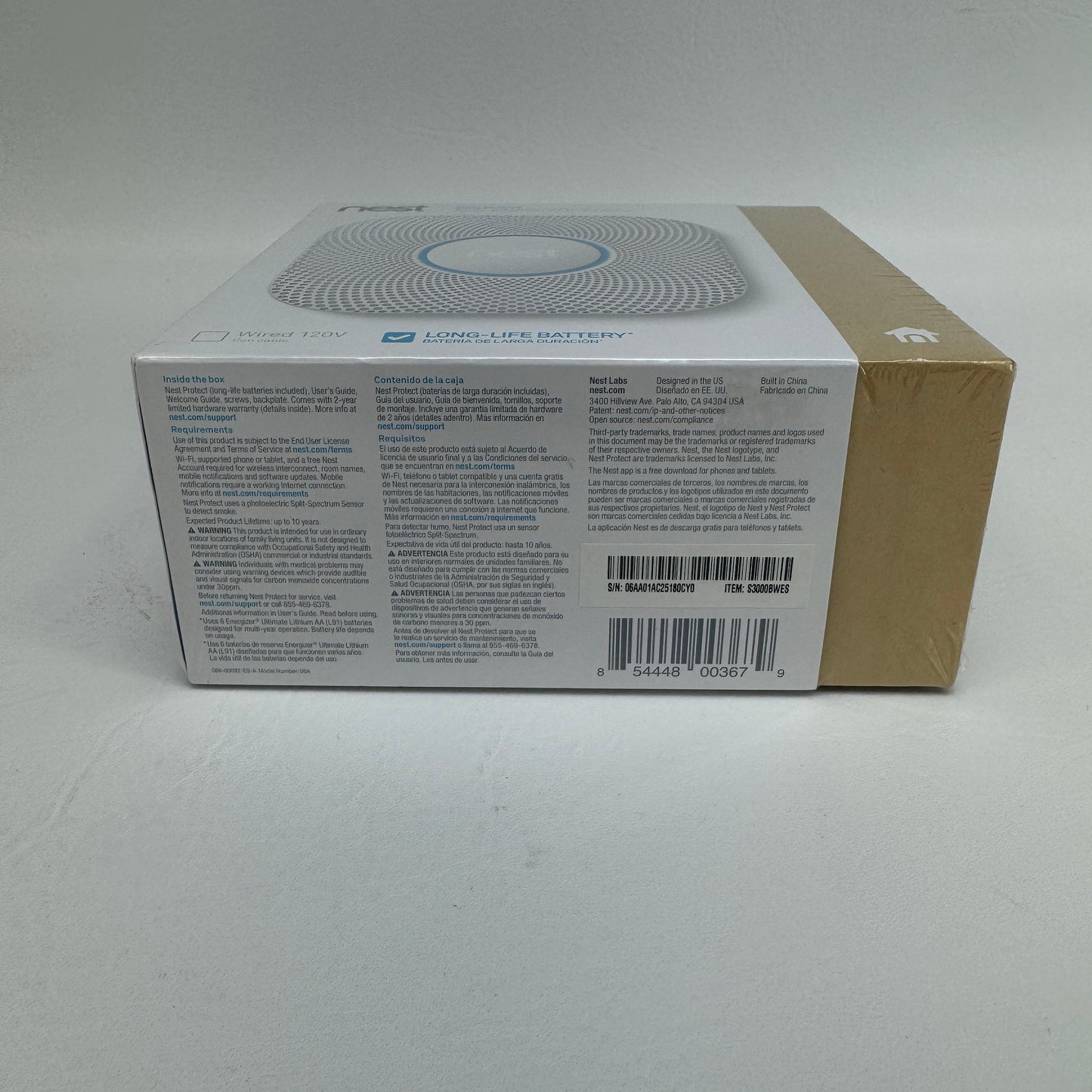 New Google Nest Protect Smoke CO Detector S3000BWES