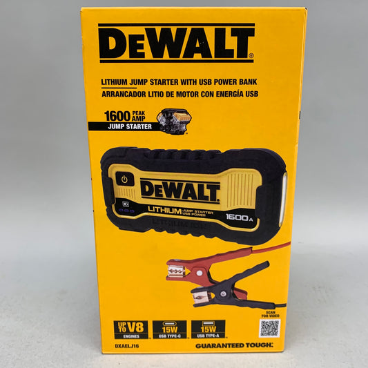 New DeWalt DXAELJ16 1600 AMP Lithium Jump Starter with USB Power Bank