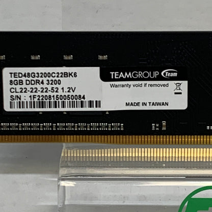 TeamGroup TED48G3200C22BK6 8GB (1x8GB) RAM DDR4 3200MHz