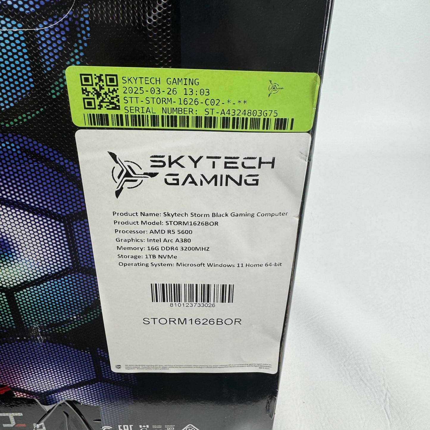New Skytech Gaming Storm Ryzen 5 5600 3.50GHz 16GB RAM 1TB SSD Intel Arc A380