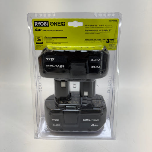 New RYOBI ONE+ 18V Lithium-Ion 4Ah Battery 2-Pack