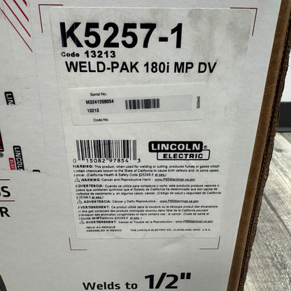 New Lincoln Electric 180i MP DV Weld-Pak Weld-Pak Multi-Process Wielder K5257-1