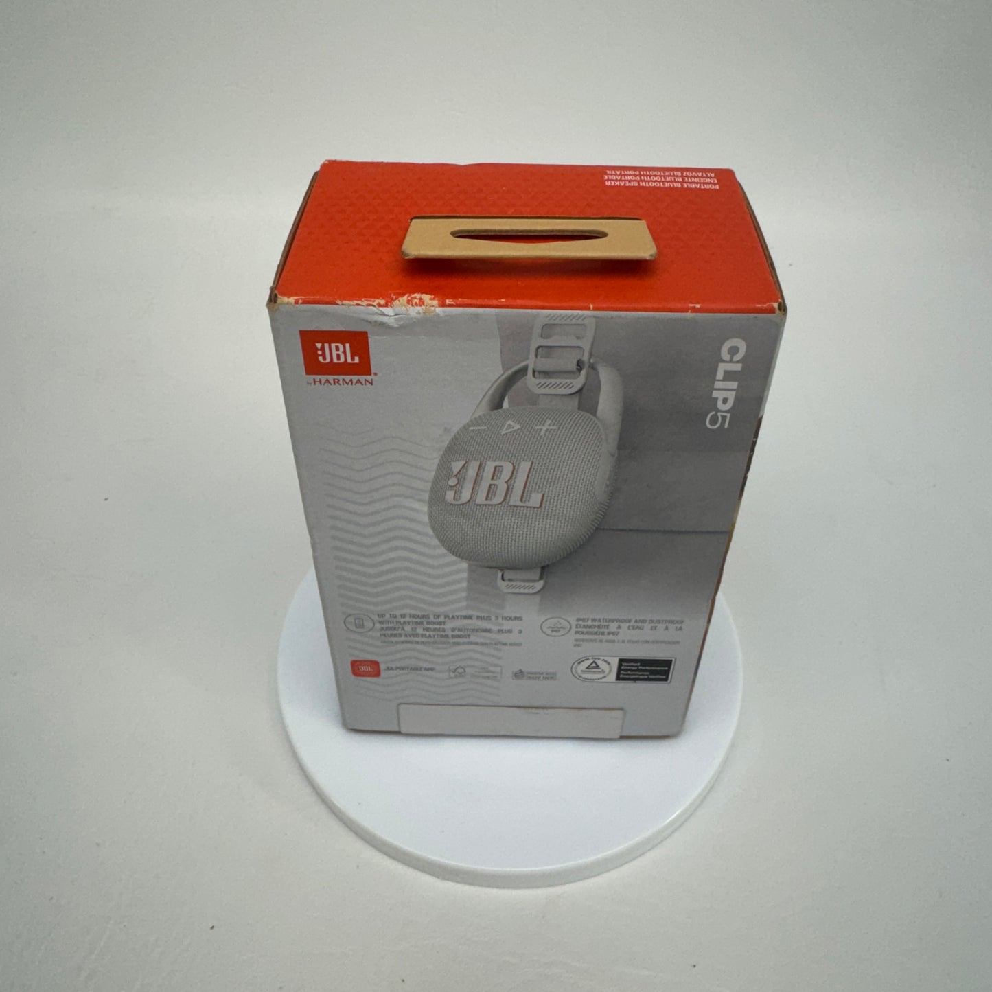 New JBL Clip 5 Portable Wireless Bluetooth Speaker White JBLCLIP5WHTAM