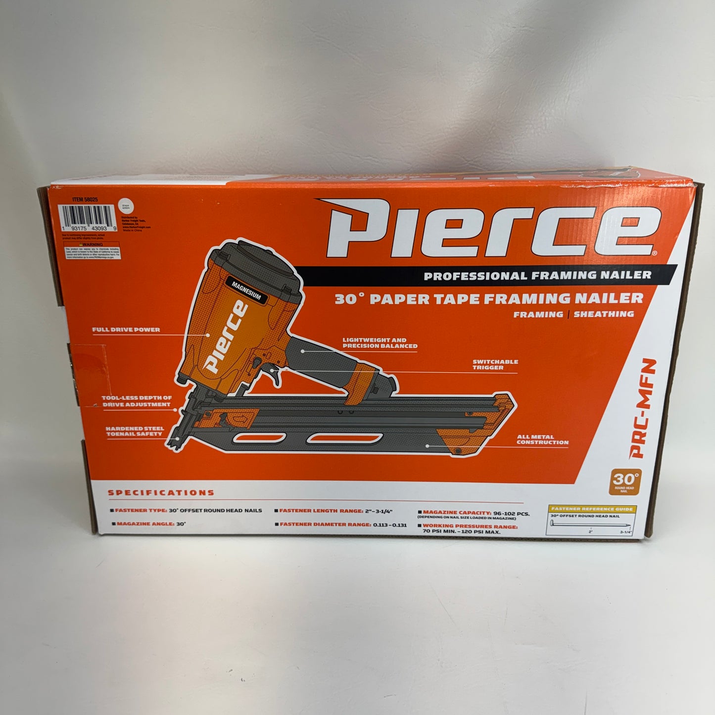 New Pierce 58025 30 Degree Paper Tape Framing Nailer
