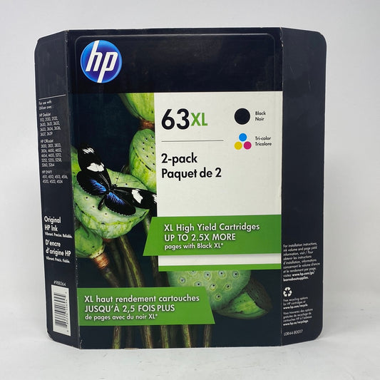 New HP 63 XL 2-Pack Ink Cartridges Black / Tri Color