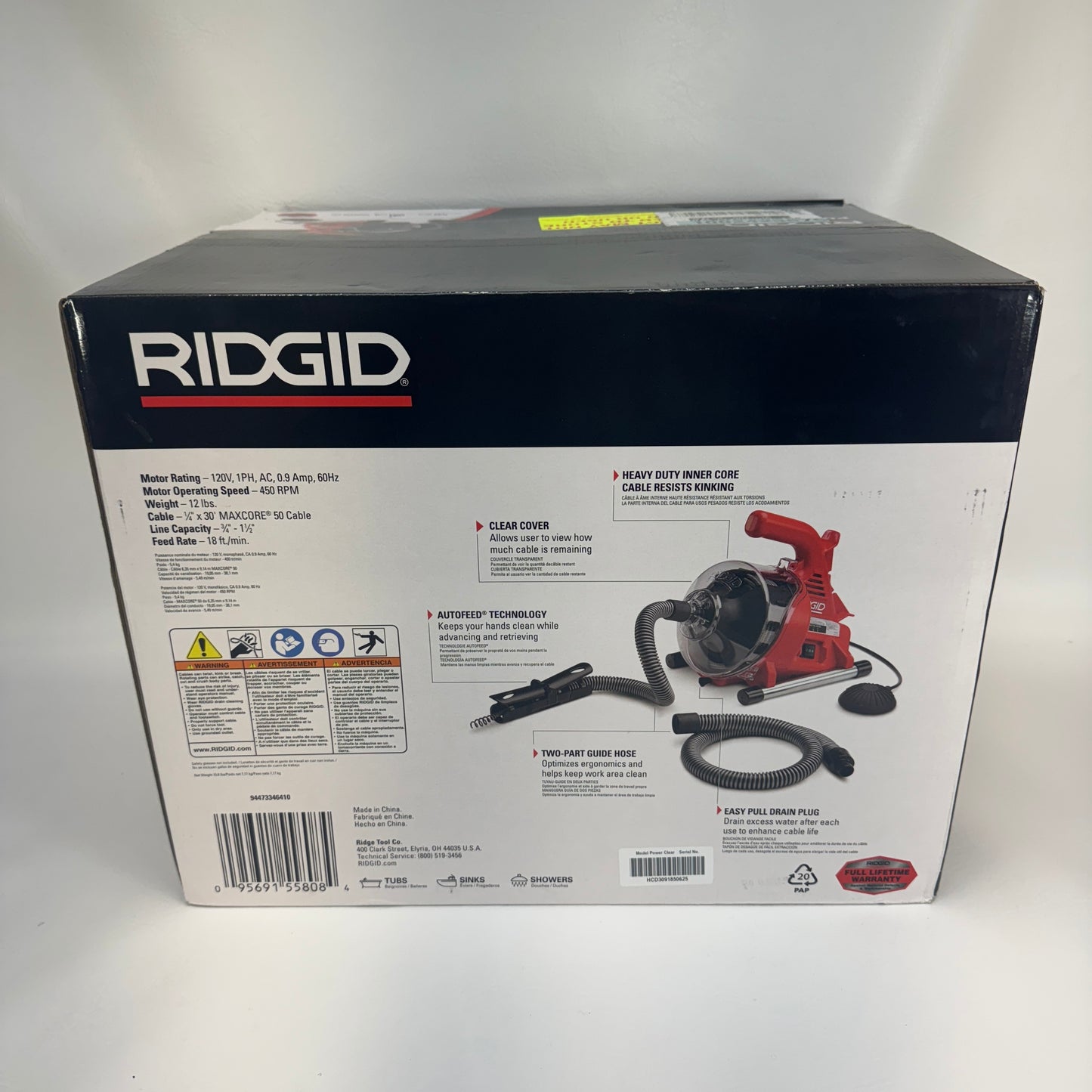 New Ridgid Powerclear Drain Cleaner Drain Cleaner K9-12