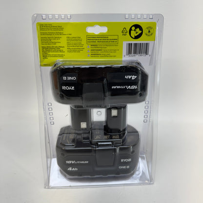 New RYOBI ONE+ 18V Lithium-Ion 4Ah Battery 2-Pack