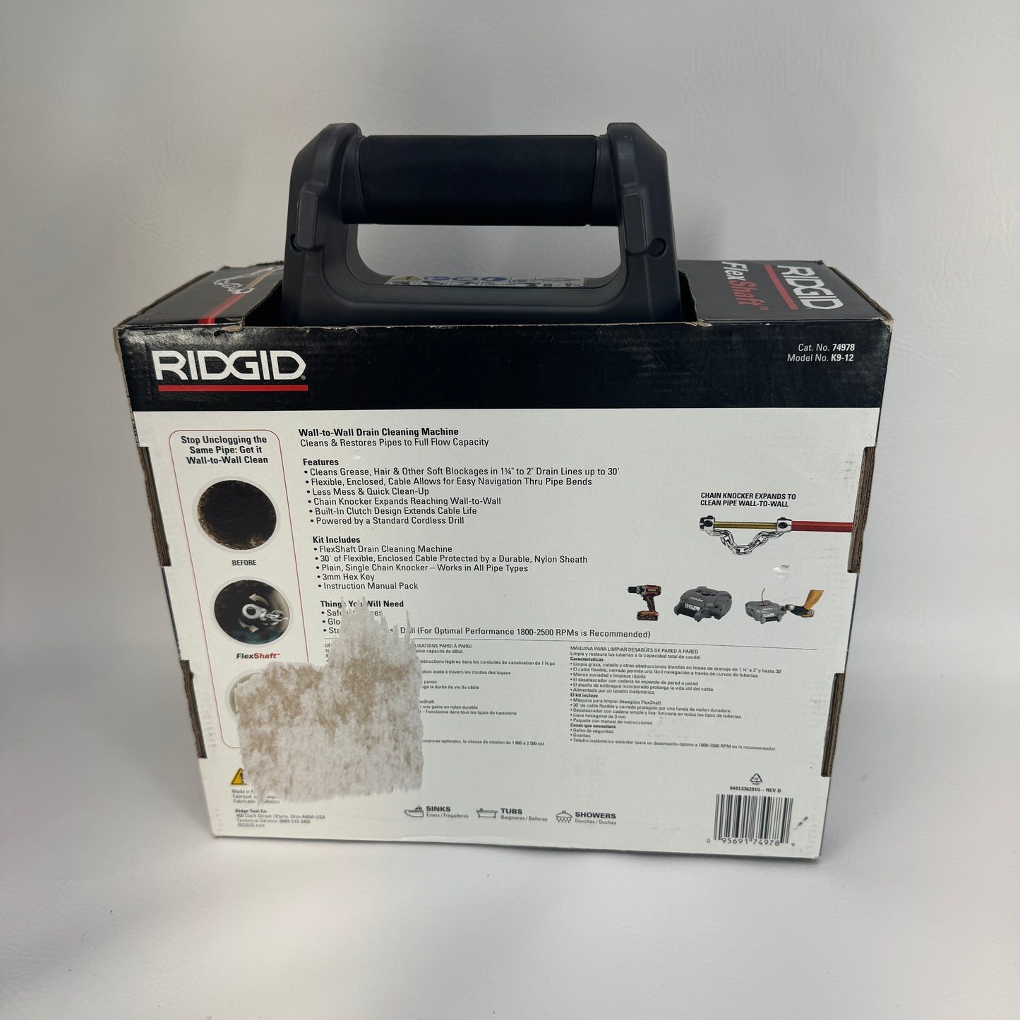 New Ridgid Flexshaft Drain Cleaning Machine Drain Cleaner K9-12