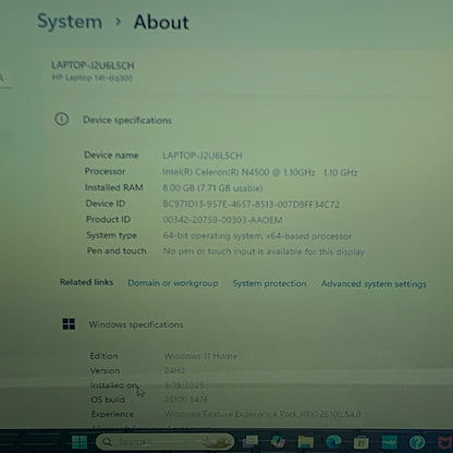 HP Laptop 14-DQ300 14" Celeron N4500 1.1GHz 8GB RAM 128GB SSD