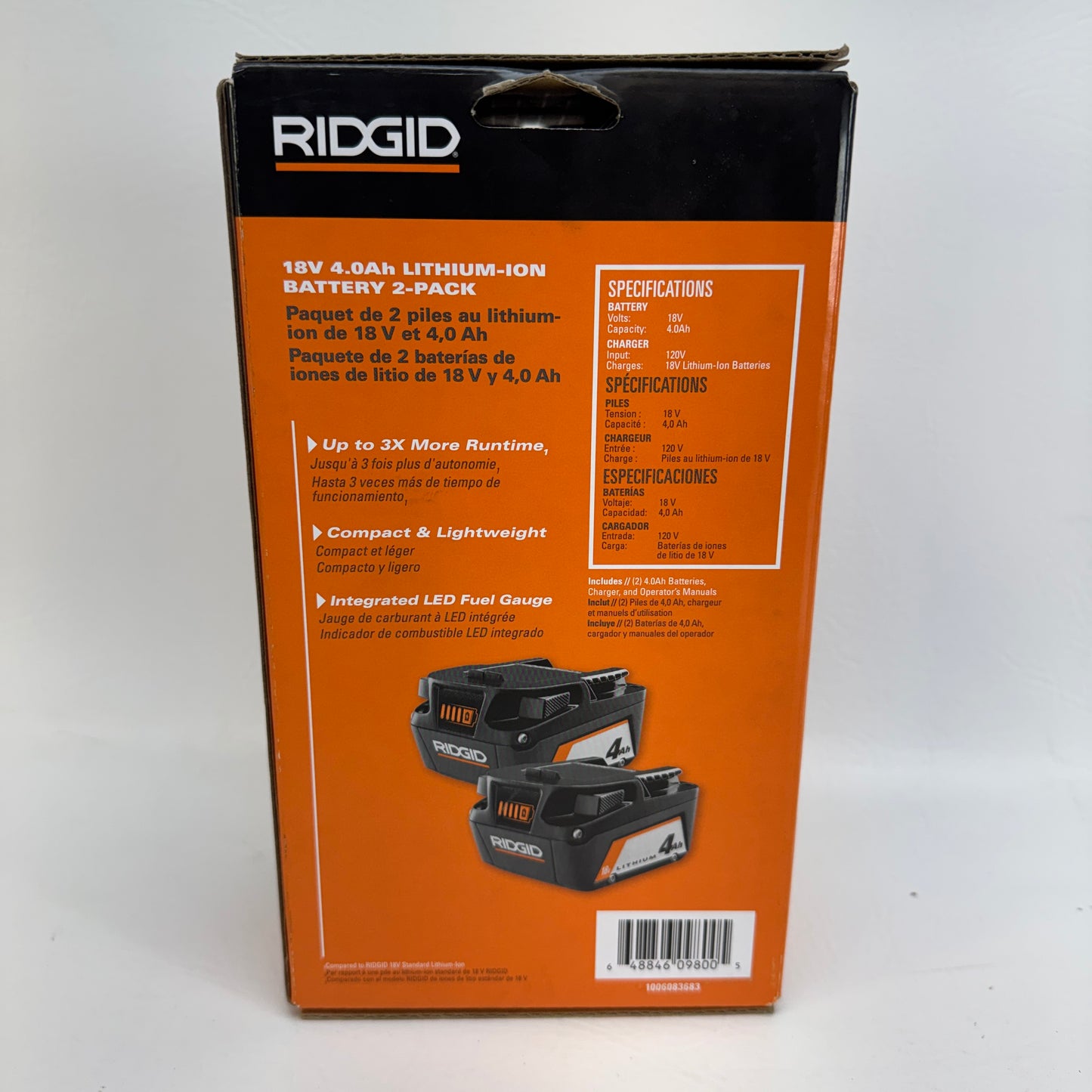 New Ridgid AC87004PA 18V Lithium-ion Battery 2-Pack