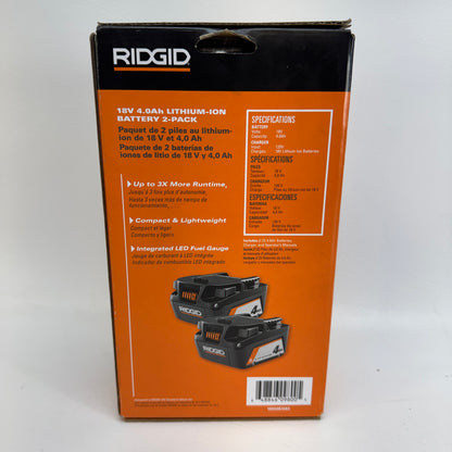 New Ridgid AC87004PA 18V Lithium-ion Battery 2-Pack