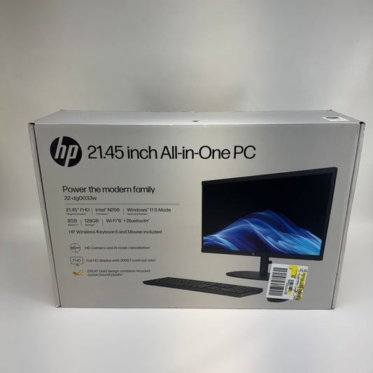 New HP AIO 22-DG0033W 21.5" Celeron N200 3.20GHz 8GB RAM