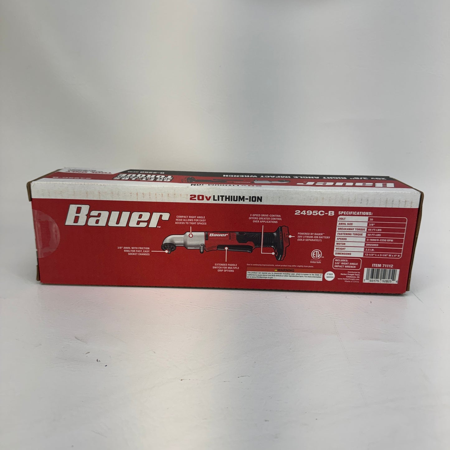 New Bauer 2495C-B 20V Right Angle Impact Wrench