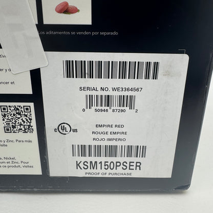 New KitchenAid Artisan Tilt-Head Stand Mixer KSM150PSER
