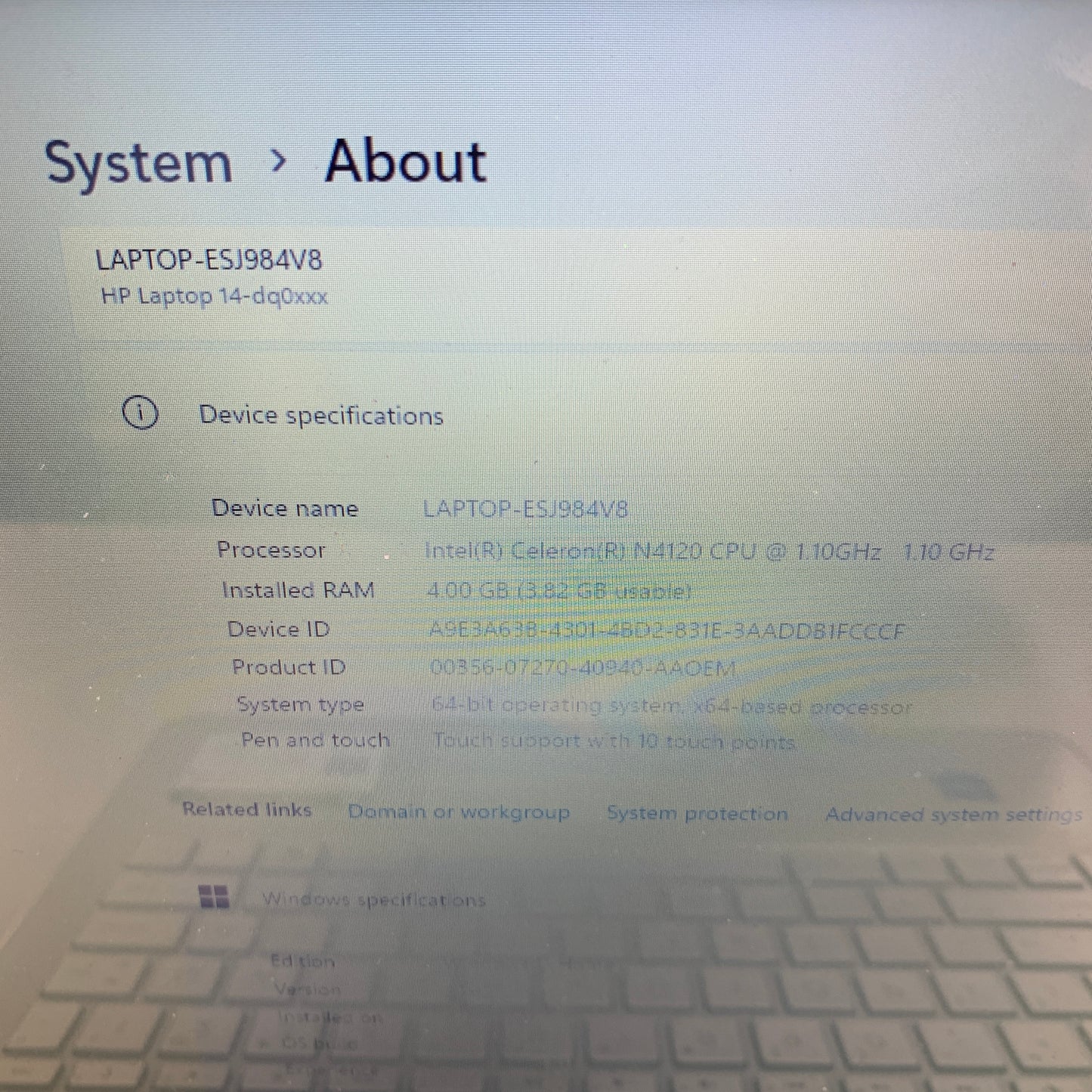 HP Laptop 14-DQ0070NR 14" Celeron N4120 1.1GHz 4GB RAM 64GB SSD