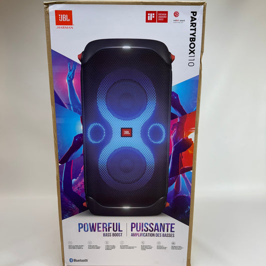 New JBL PartyBox 110 Portable Bluetooth Party Speaker Black PARTYBOX110