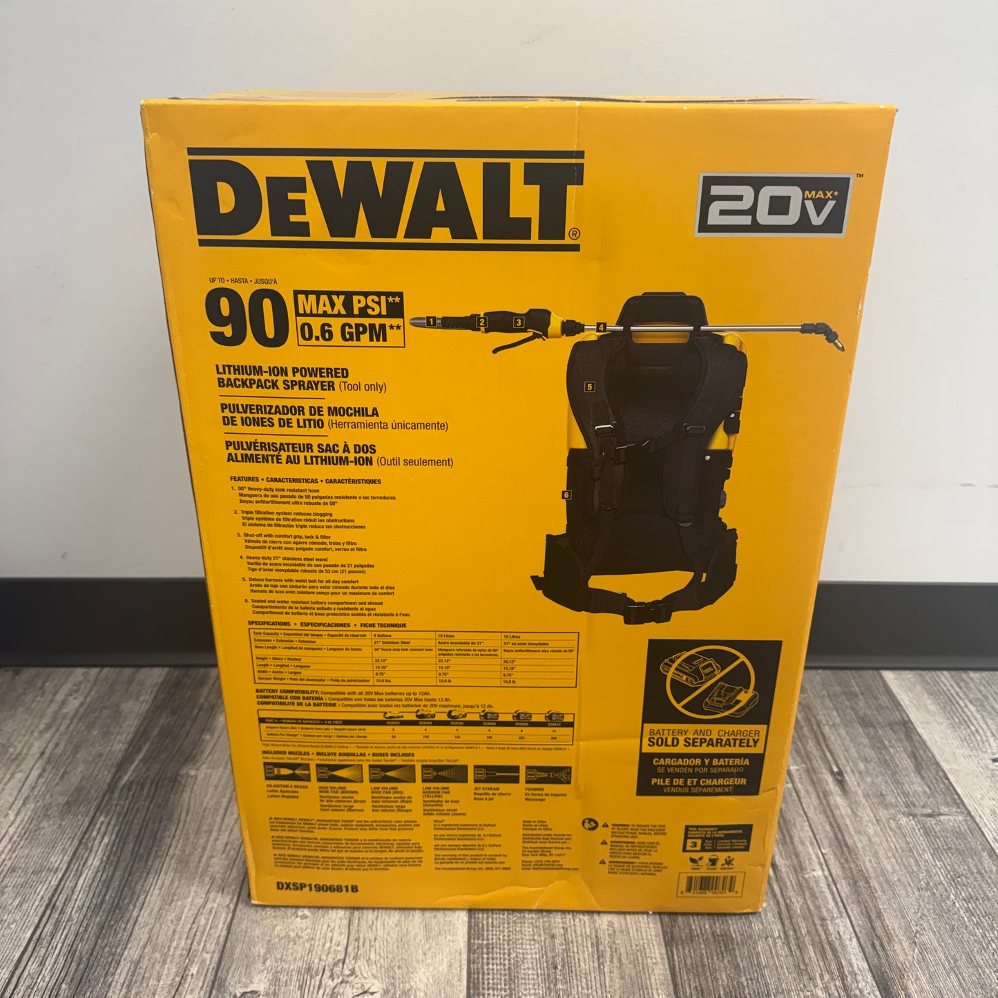 New DeWalt DXSP190681B 20V MAX Backpack Sprayer