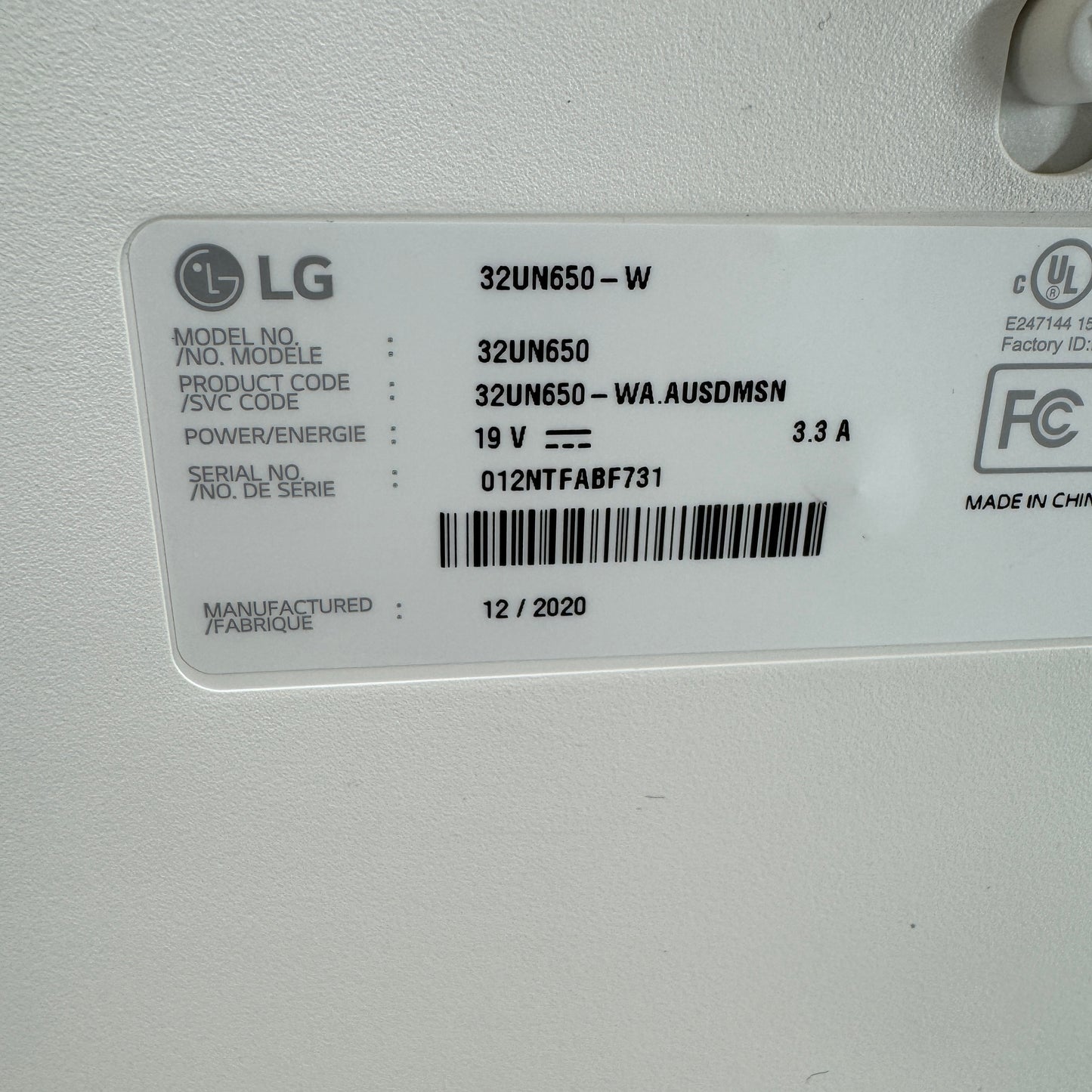 LG 32" 32UN650 4K UHD IPS 60Hz Display Monitor