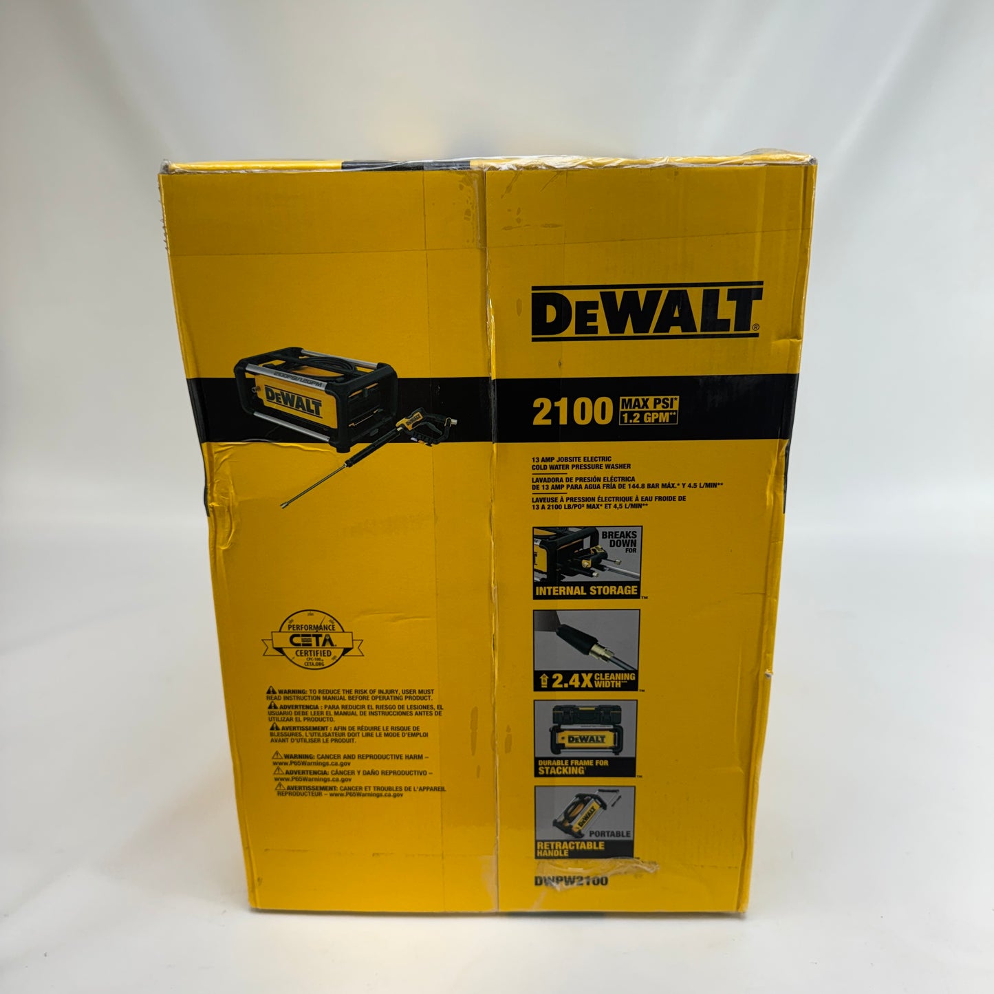 New DeWalt DWPW2100 Power Washer
