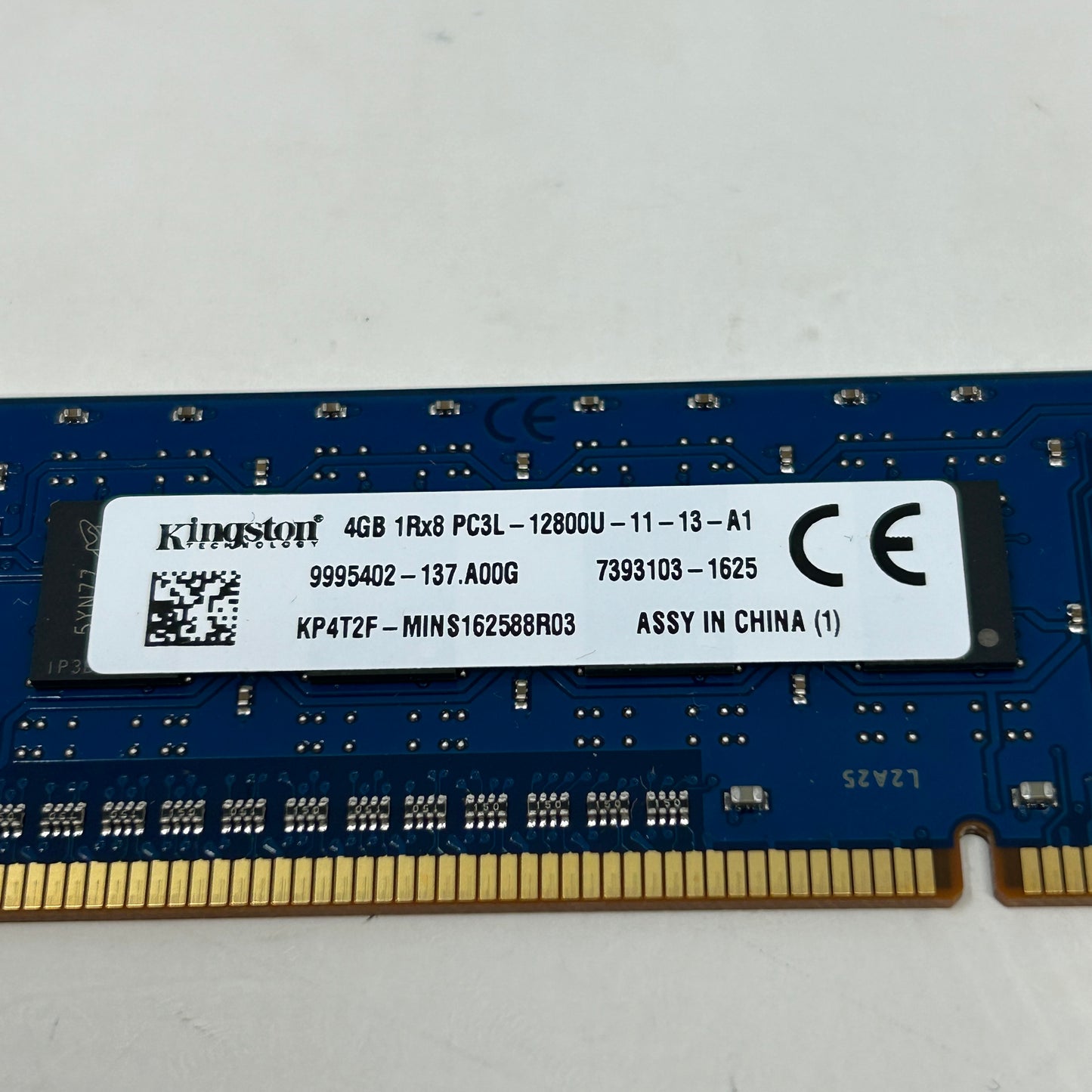 Kingston 1Rx8 PC3L-12800U-11-13-A1 4GB (1x4GB) RAM DDR3 1600MHz Lot of 8