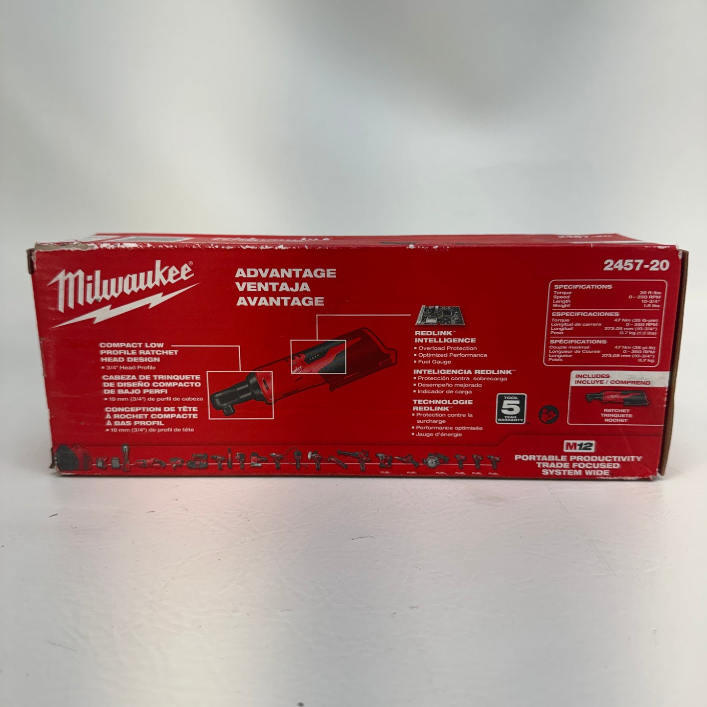 New Milwaukee 2457-20 M12 12V 3/8 Ratchet