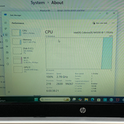 HP Laptop 14-DQ300 14" Celeron N4500 1.1GHz 8GB RAM 128GB SSD
