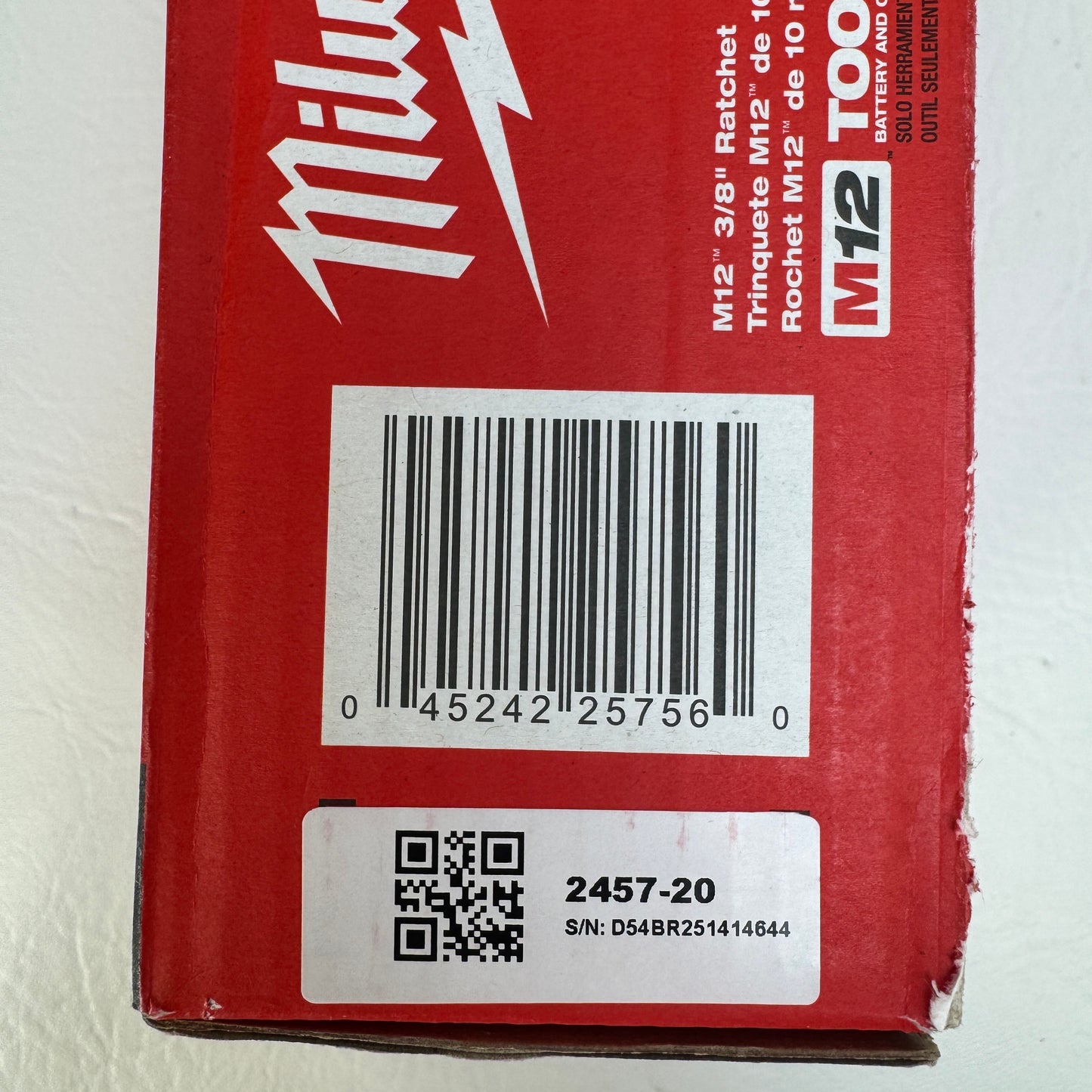 New Milwaukee 2457-20 M12 12V 3/8 Ratchet