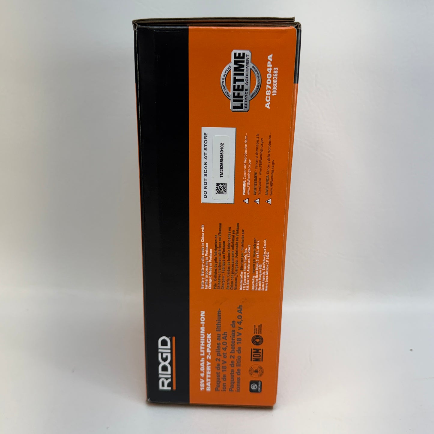 New Ridgid AC87004PA 18V Lithium-ion Battery 2-Pack