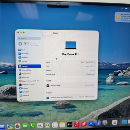 2023 Apple MacBook Pro 16" M3 Pro 18C GPU 4.0GHz 36GB RAM 512GB SSD 5RW23LL/A