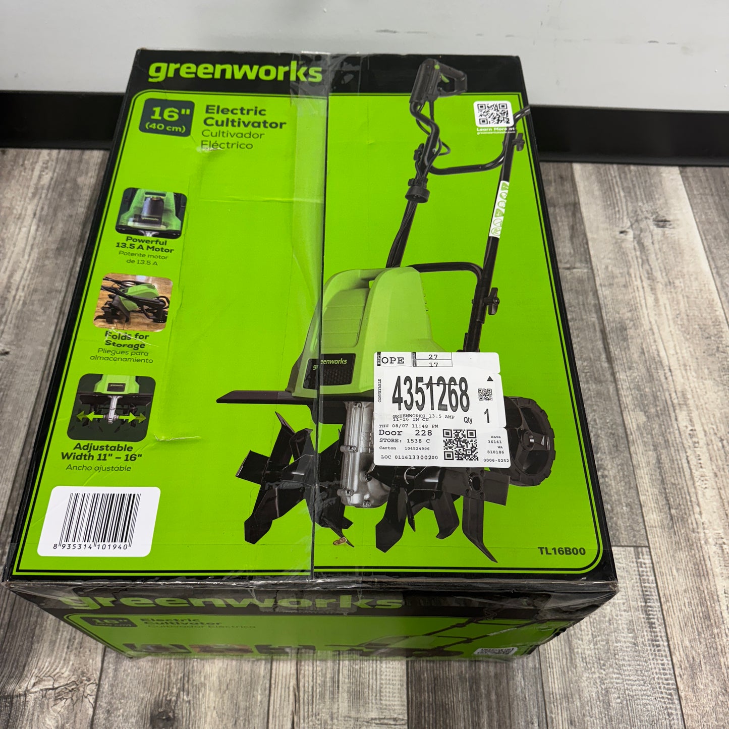 New Greenworks TL16B00 Electric Cultivator