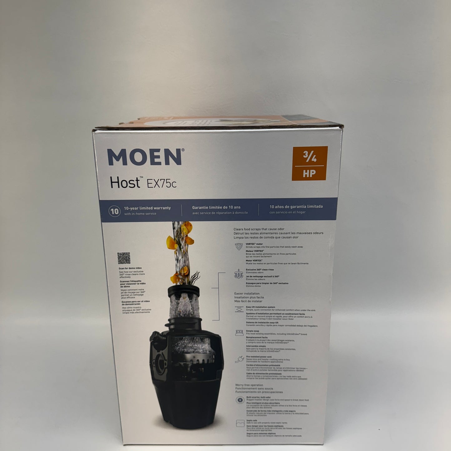 New MOEN 3/4 HP Host EX75c Disposal Garbage Disposal EX75C