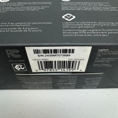 New Logitech G502 Hero Computer Mice M-UOO47