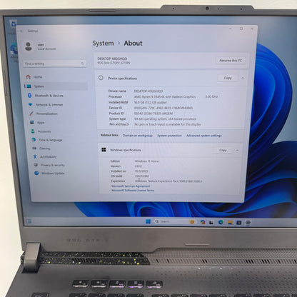 Asus ROG Strix G17 G713P 17.3" Ryzen 9 7845HX 3.0GHz 16GB RAM 1TB SSD