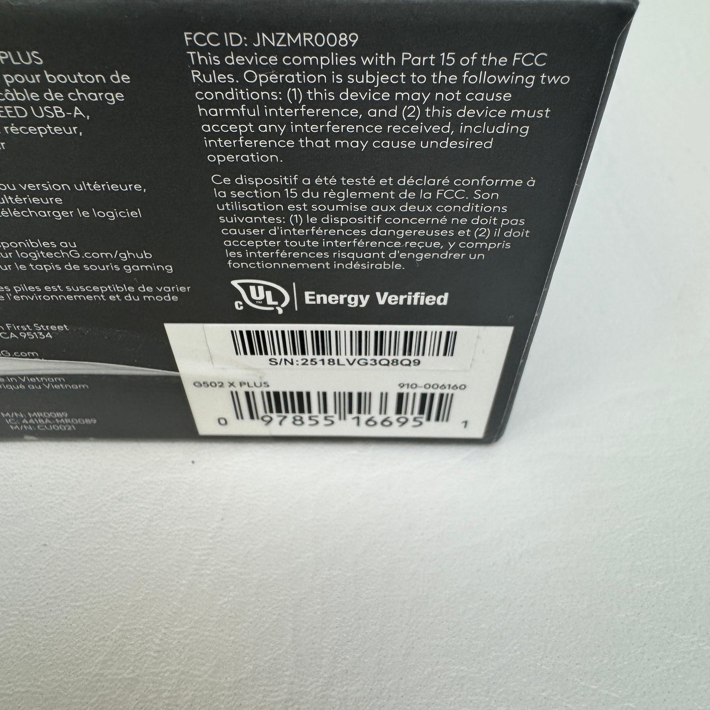 New Logitech G502X Plus Black MR0089 For PC and Mac