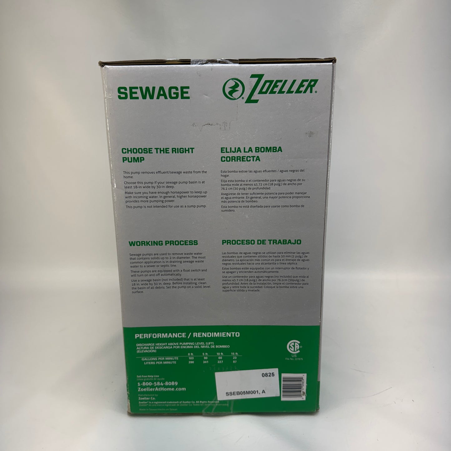 New Zoeller Submerisble Sewage Pump 1263